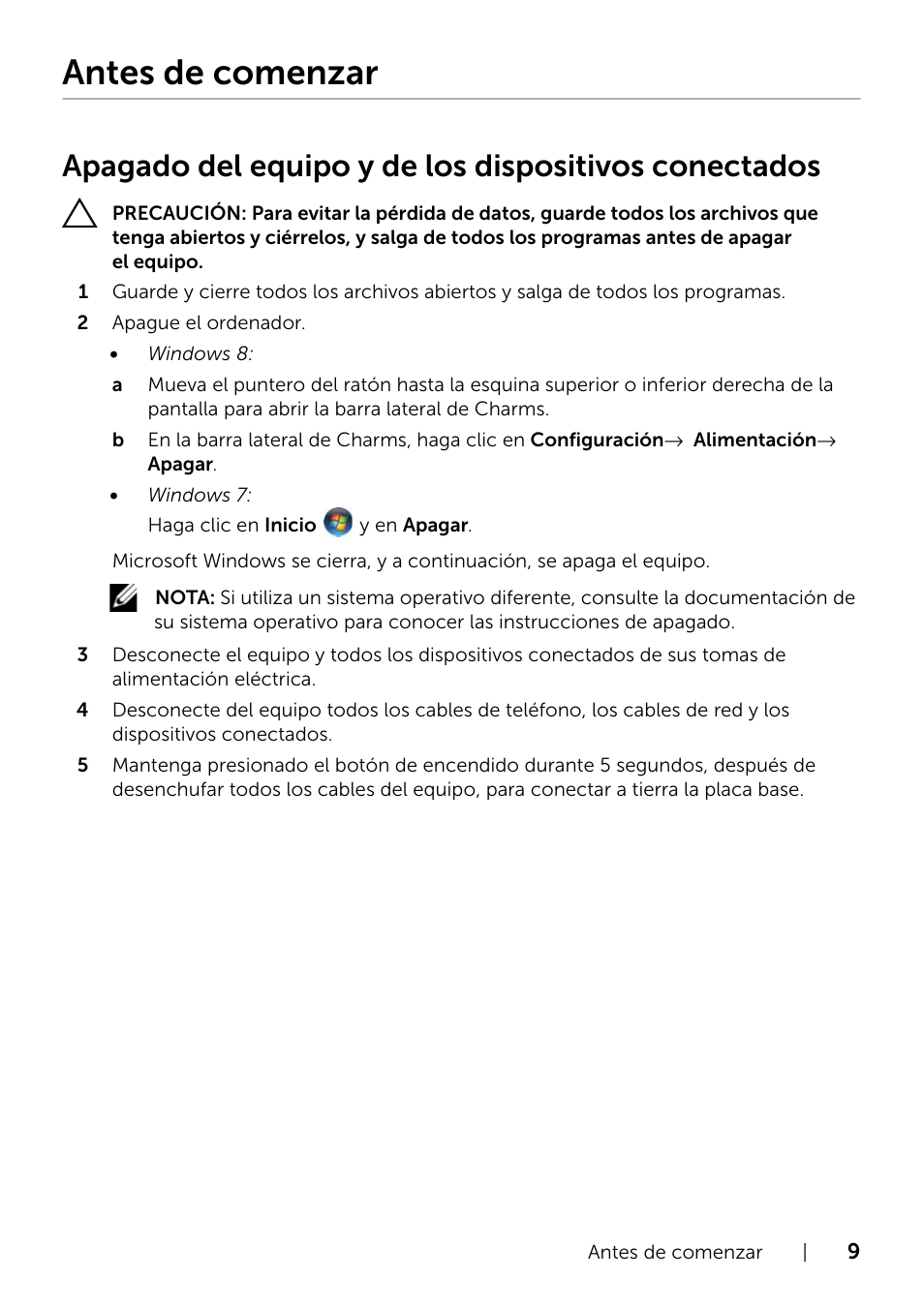 Antes de comenzar | Dell Inspiron 14R (5421, Early 2013) User Manual | Page 9 / 73