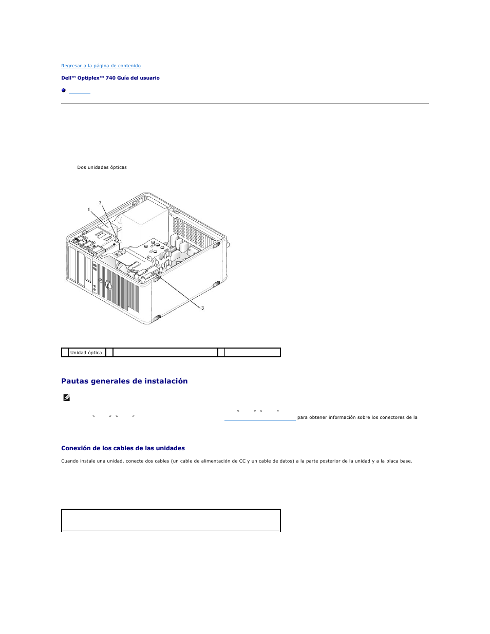 Unidades, Pautas generales de instalación | Dell OptiPlex 740 User Manual | Page 120 / 236