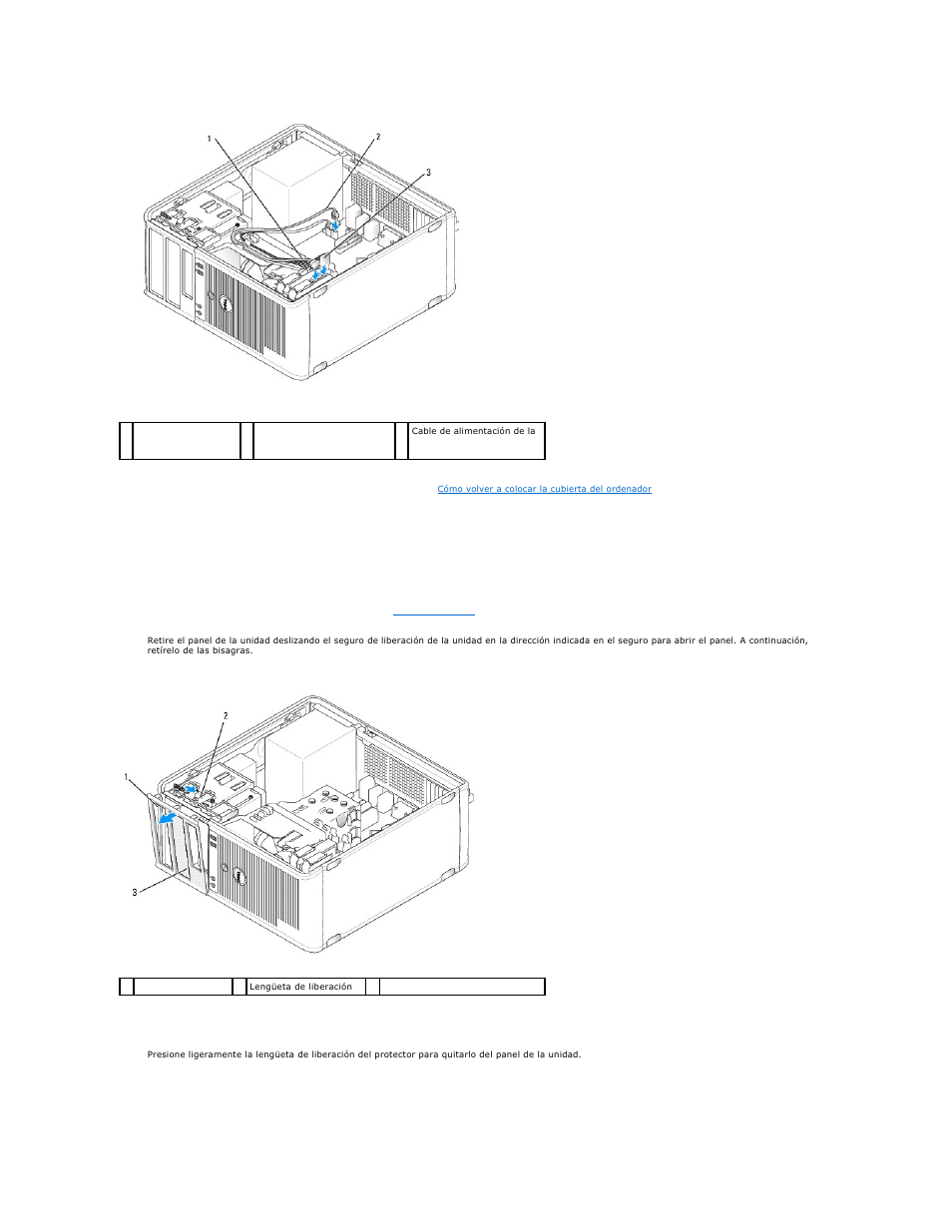 Protectores del panel de la unidad | Dell OptiPlex 740 User Manual | Page 126 / 236