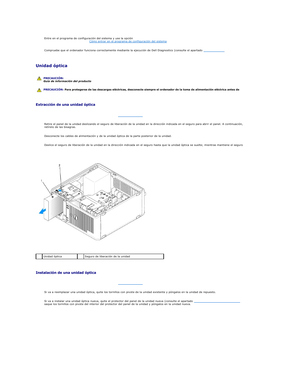 Unidad óptica | Dell OptiPlex 740 User Manual | Page 131 / 236