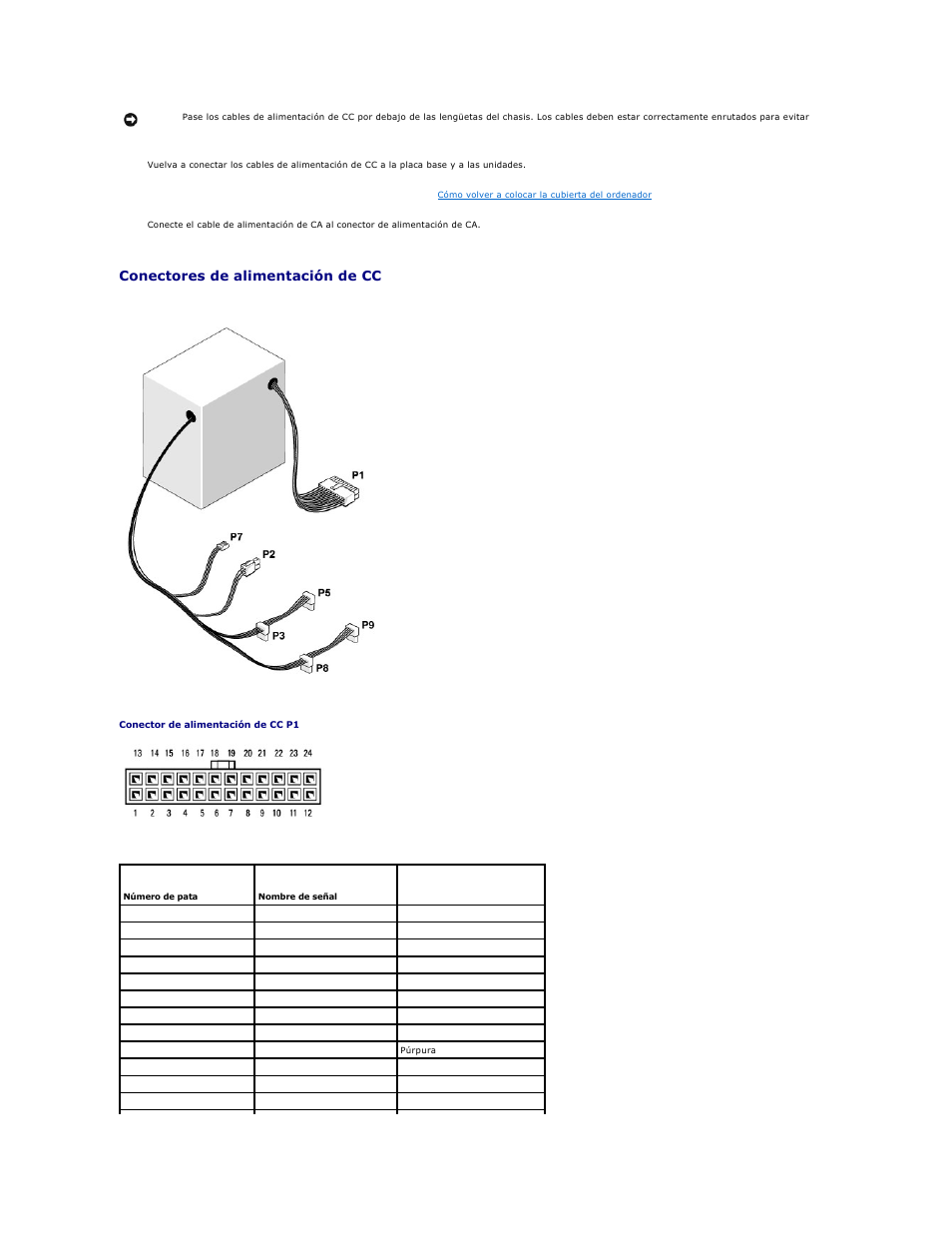 Conectores de alimentación de cc | Dell OptiPlex 740 User Manual | Page 138 / 236