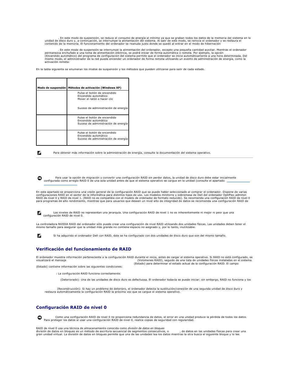 Acerca de las configuraciones raid, Verificación del funcionamiento de raid, Configuración raid de nivel 0 | Dell OptiPlex 740 User Manual | Page 15 / 236