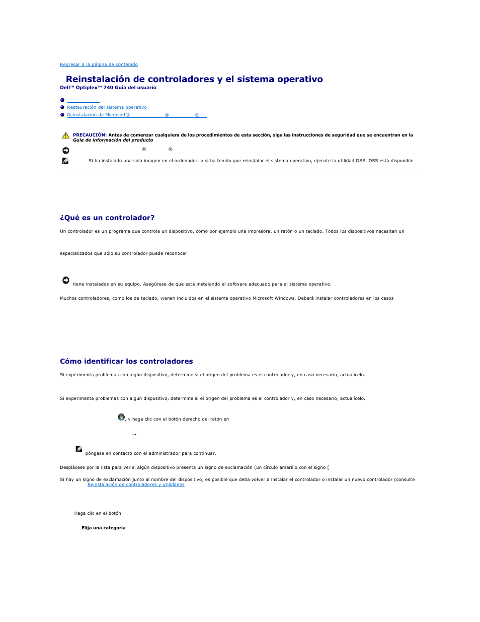 Controladores, Qué es un controlador, Cómo identificar los controladores | Dell OptiPlex 740 User Manual | Page 197 / 236