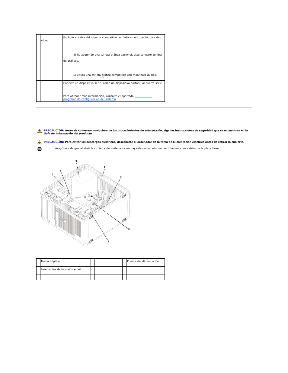 Interior de su ordenador, Componentes de la placa base | Dell OptiPlex 740 User Manual | Page 226 / 236
