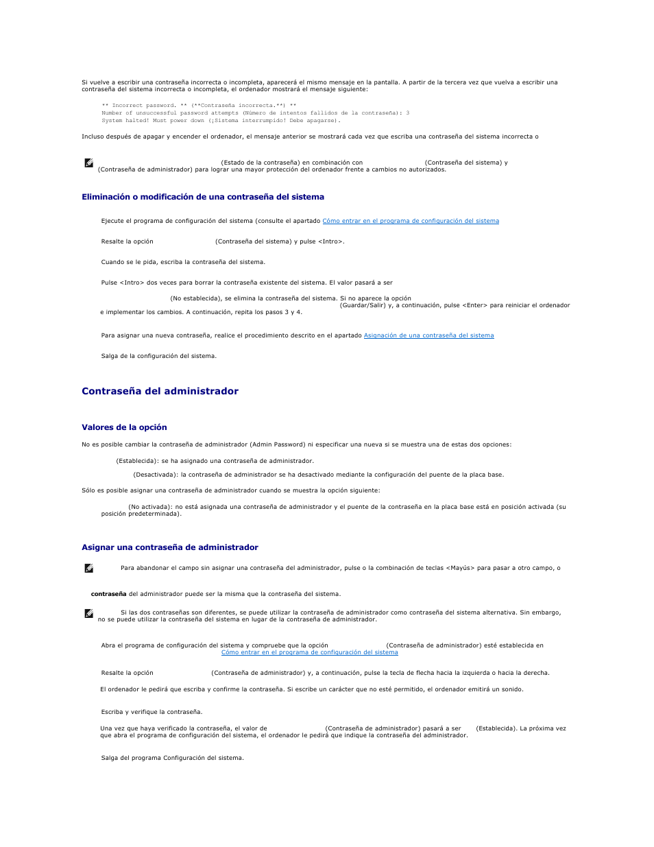 Contraseña del administrador | Dell OptiPlex 740 User Manual | Page 5 / 236