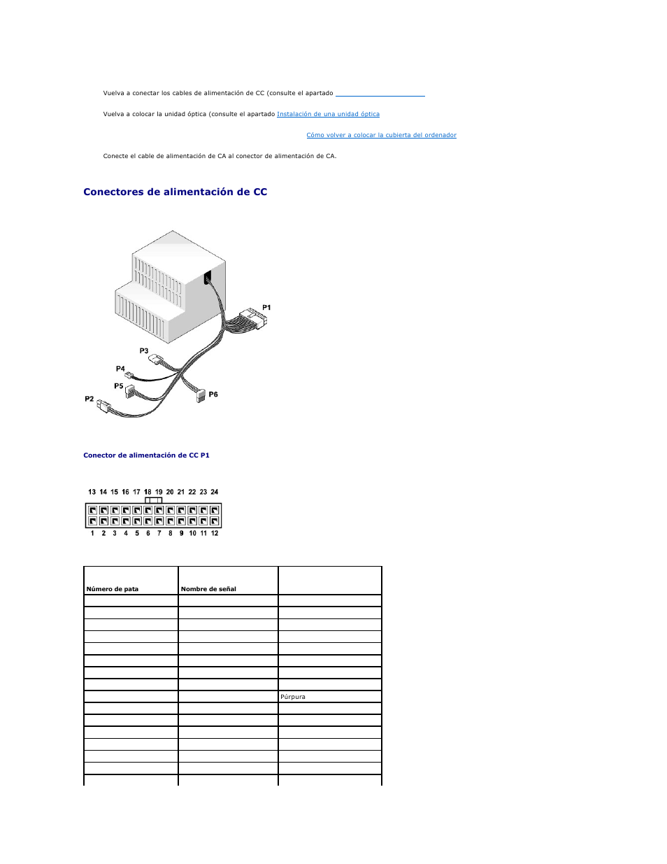 Conectores de alimentación de cc | Dell OptiPlex 740 User Manual | Page 72 / 236