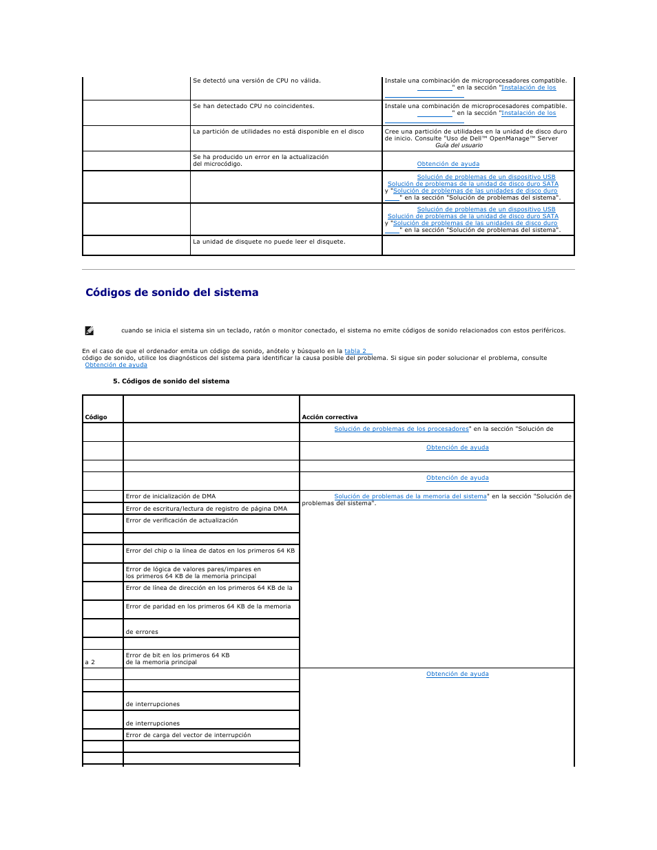 Códigos de sonido del sistema | Dell PowerEdge SC1425 User Manual | Page 17 / 66