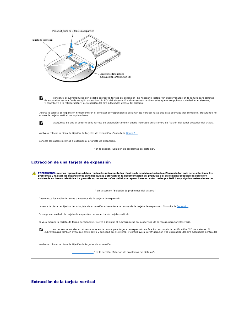 Tarjeta vertical, Extracción de una tarjeta de expansión, Extracción de la tarjeta vertical | Dell PowerEdge SC1425 User Manual | Page 43 / 66