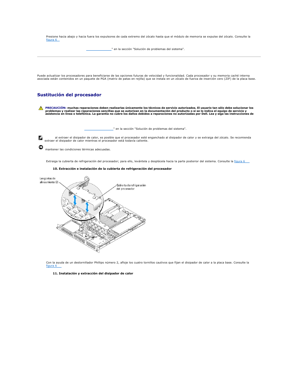 Procesador, Sustitución del procesador | Dell PowerEdge SC1425 User Manual | Page 47 / 66