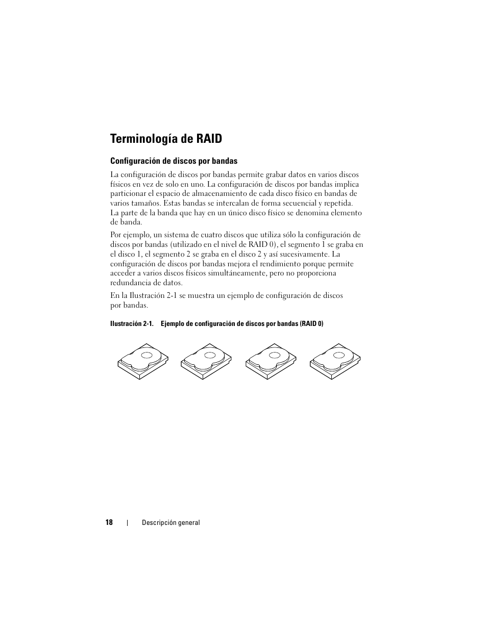 Terminología de raid, Configuración de discos por bandas | Dell PowerEdge RAID Controller S100 User Manual | Page 18 / 124