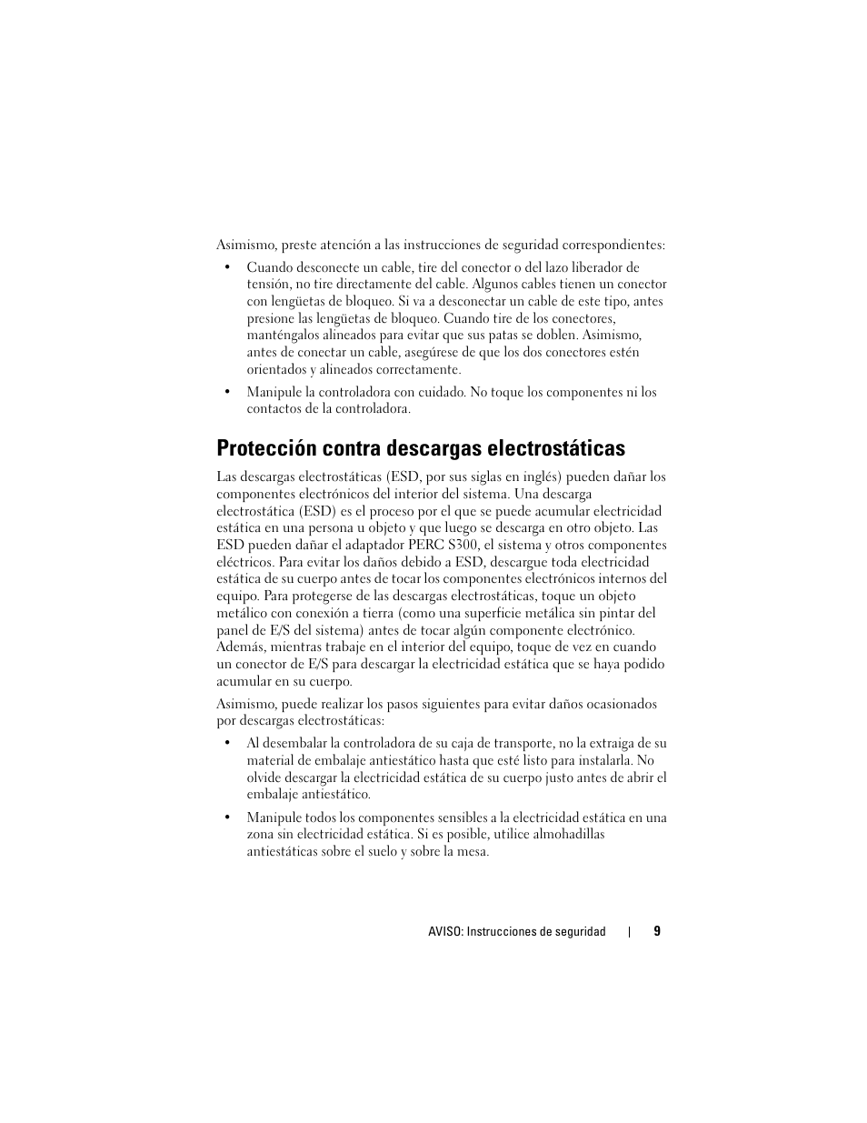 Protección contra descargas electrostáticas | Dell PowerEdge RAID Controller S100 User Manual | Page 9 / 124