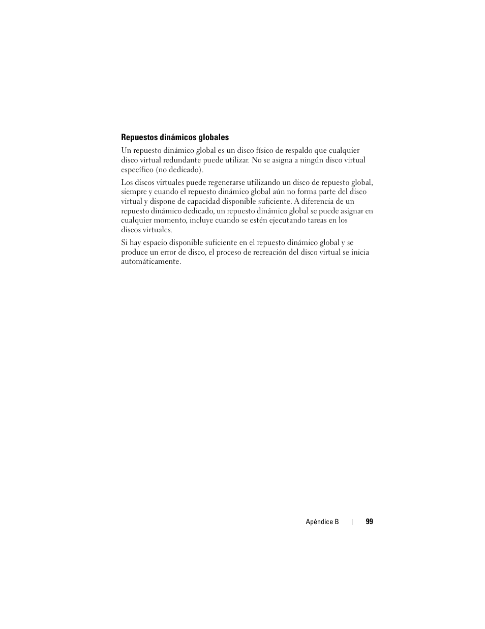 Repuestos dinámicos globales | Dell PowerEdge RAID Controller S100 User Manual | Page 99 / 124