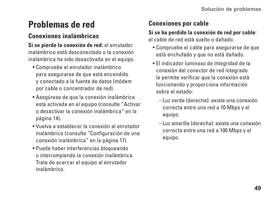 Problemas de red | Dell Studio 1747 (Late 2009) User Manual | Page 51 / 104