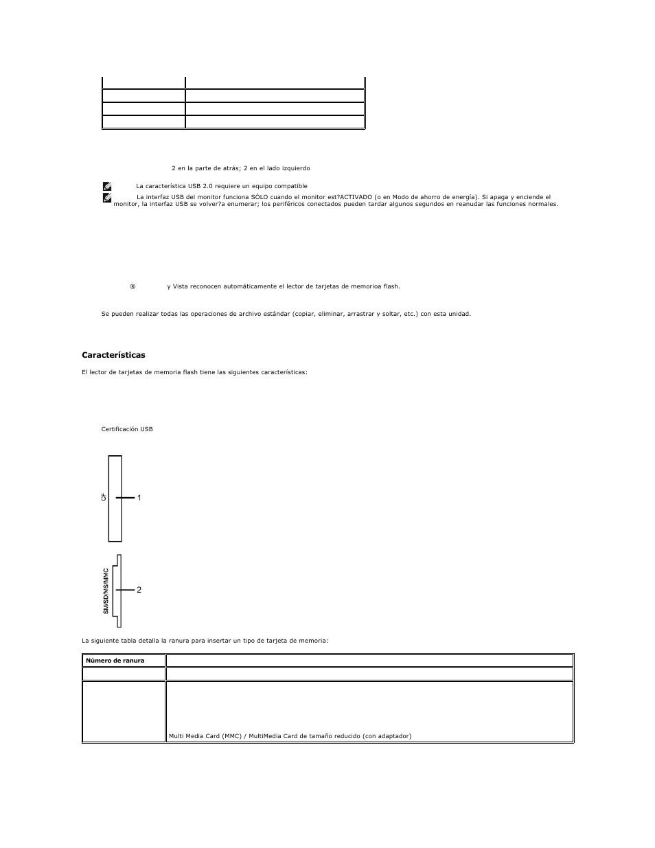 Especificaciones del lector de tarjeta | Dell 2407WFP-HC Monitor User Manual | Page 10 / 49