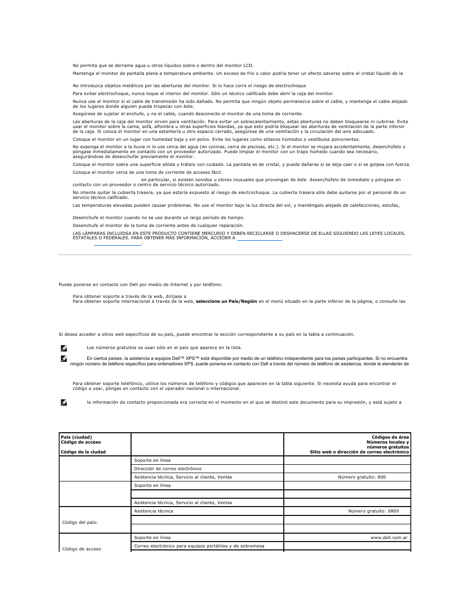 Contactar con dell | Dell 2407WFP-HC Monitor User Manual | Page 13 / 49