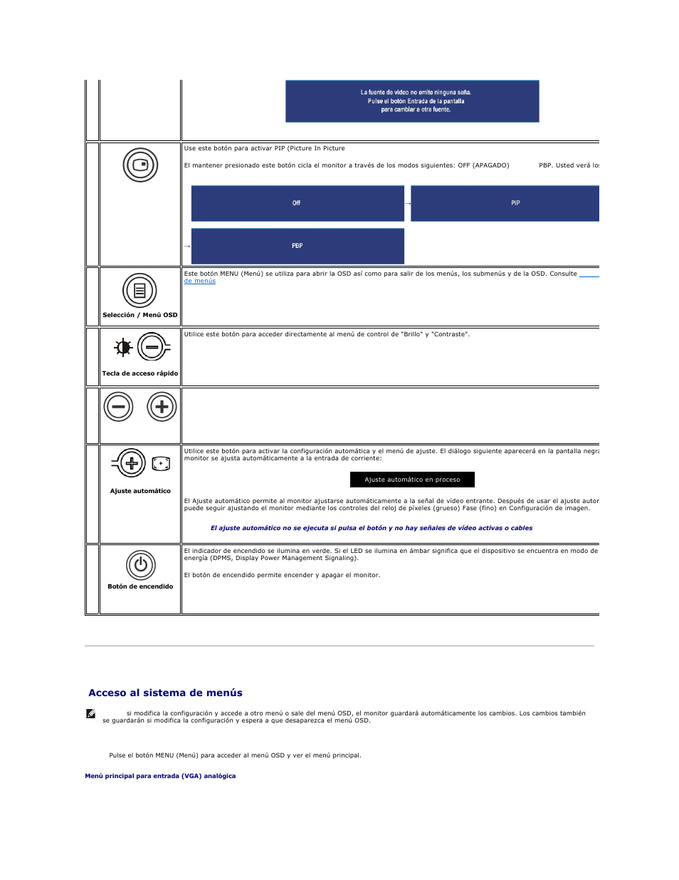 Uso del osd, Acceso al sistema de menús | Dell 2407WFP-HC Monitor User Manual | Page 32 / 49