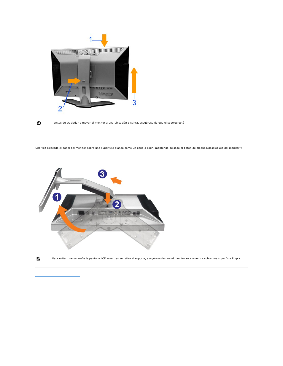 Retirada del soporte | Dell 2407WFP-HC Monitor User Manual | Page 49 / 49