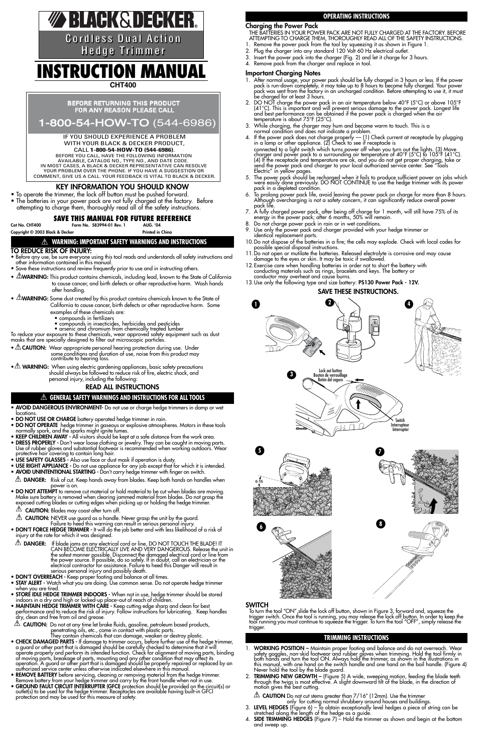 Black & Decker CHT400 User Manual | 4 pages