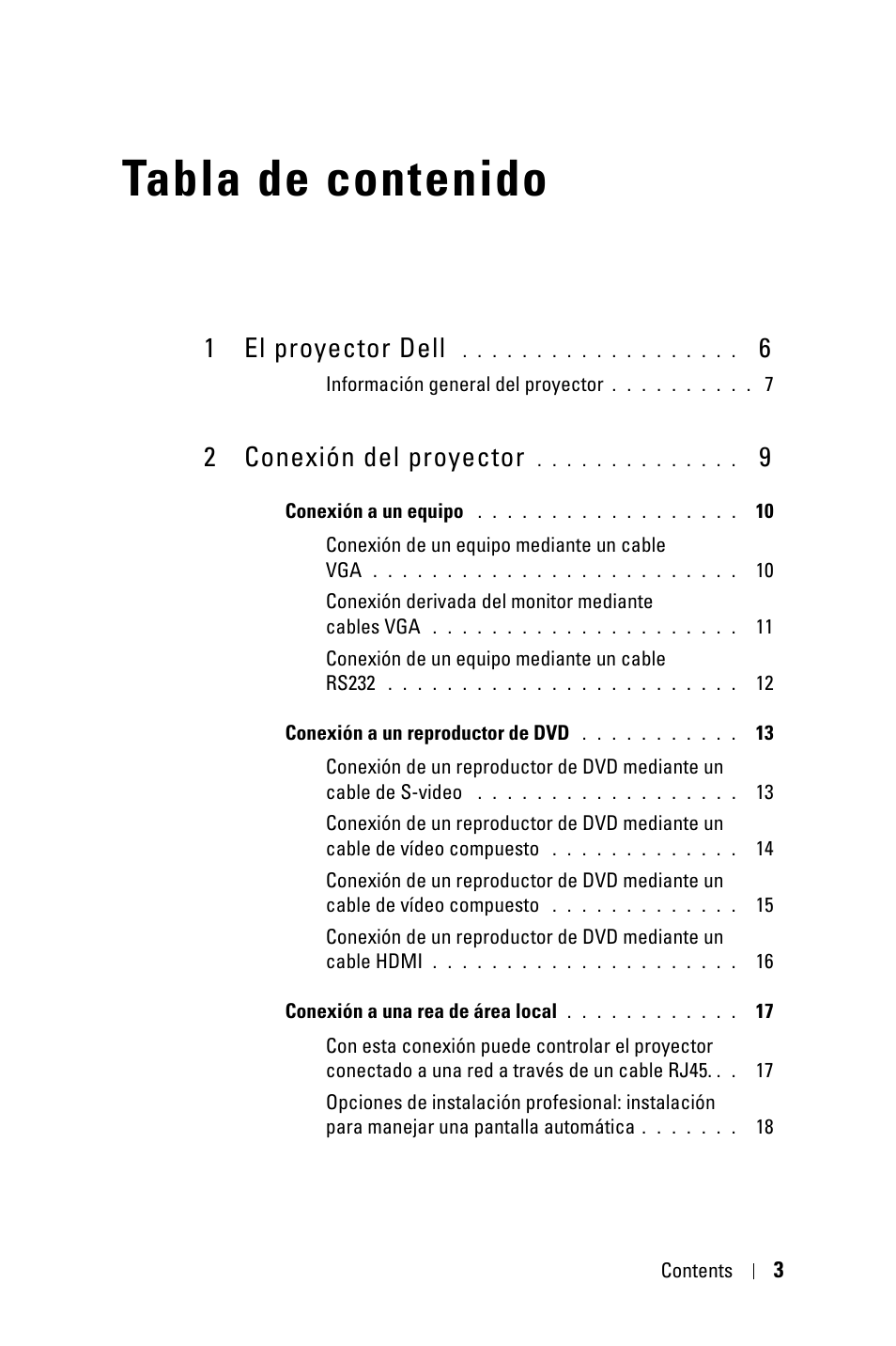 Dell 4210X Projector User Manual | Page 3 / 82
