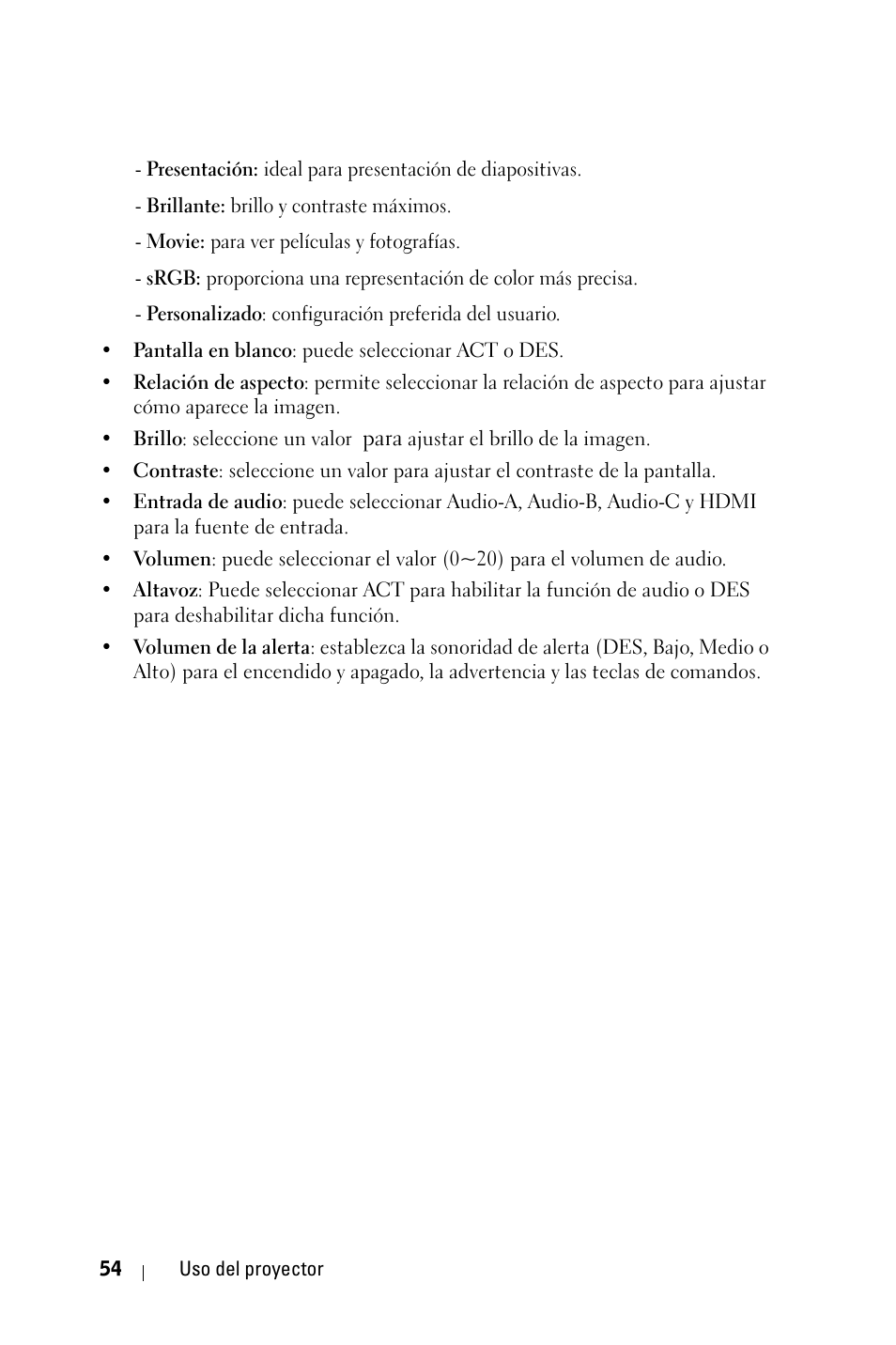Dell 4210X Projector User Manual | Page 54 / 82