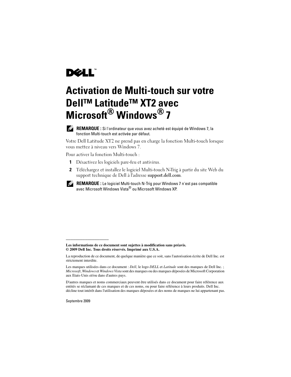 Windows | Dell Latitude XT2 (Early 2009) User Manual | Page 2 / 5
