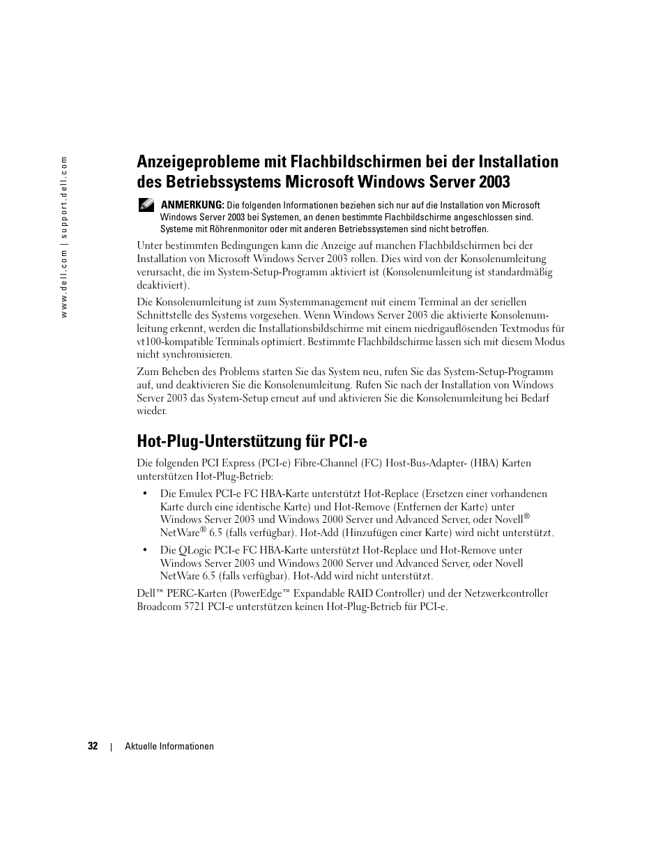 Hot-plug-unterstützung für pci-e | Dell PowerEdge 2800 User Manual | Page 34 / 70