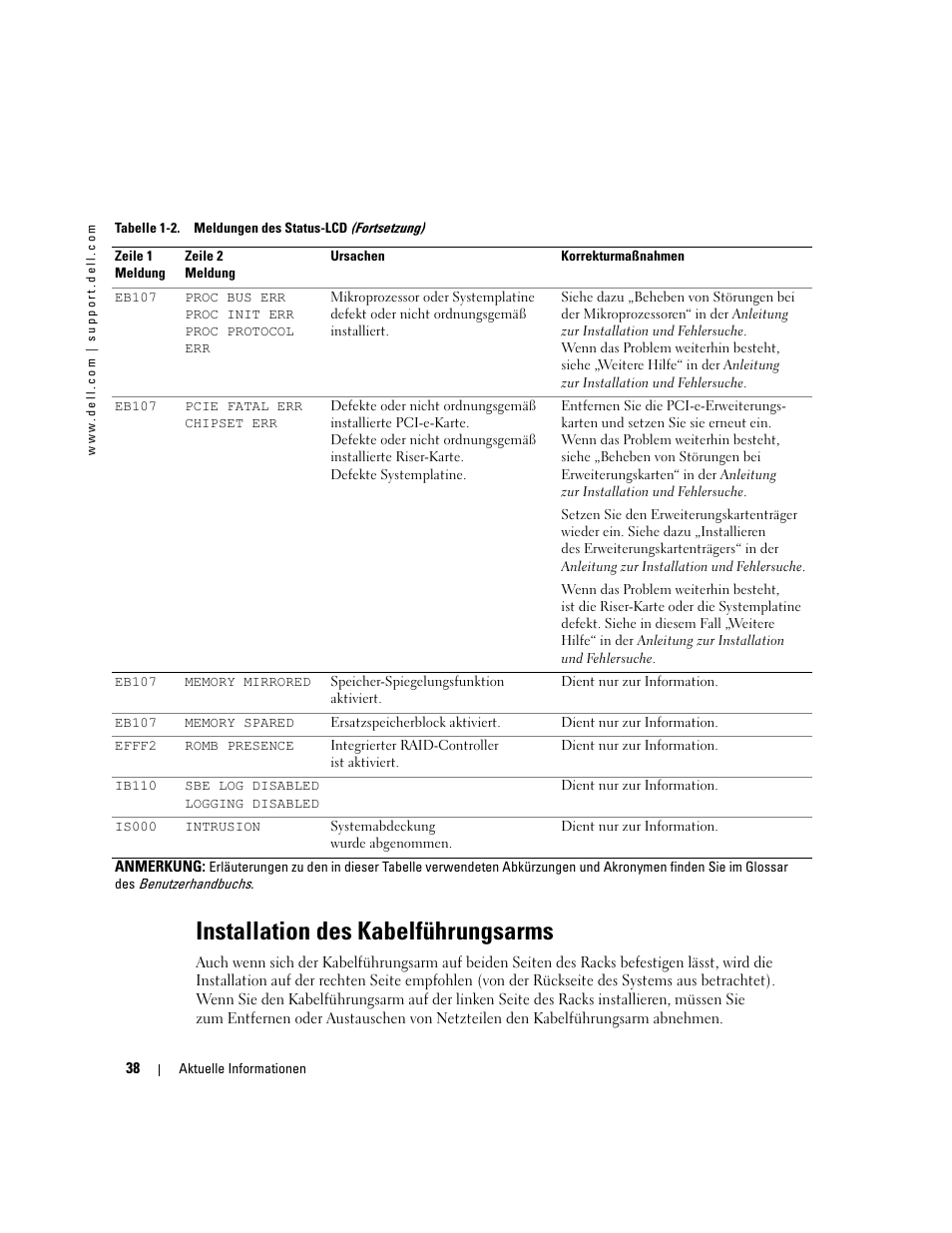 Installation des kabelführungsarms | Dell PowerEdge 2800 User Manual | Page 40 / 70