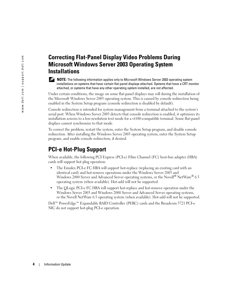 Pci-e hot-plug support | Dell PowerEdge 2800 User Manual | Page 6 / 70