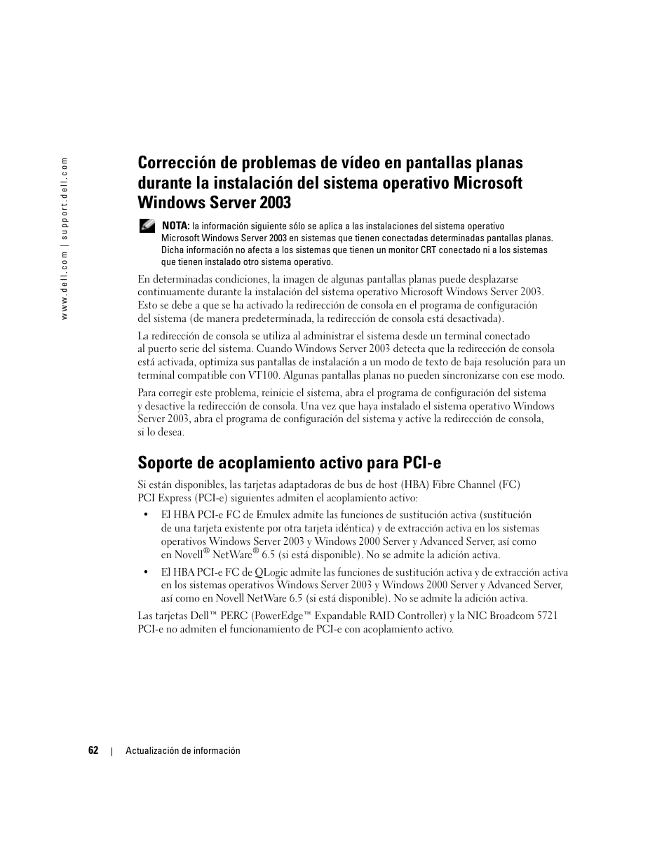 Soporte de acoplamiento activo para pci-e | Dell PowerEdge 2800 User Manual | Page 64 / 70