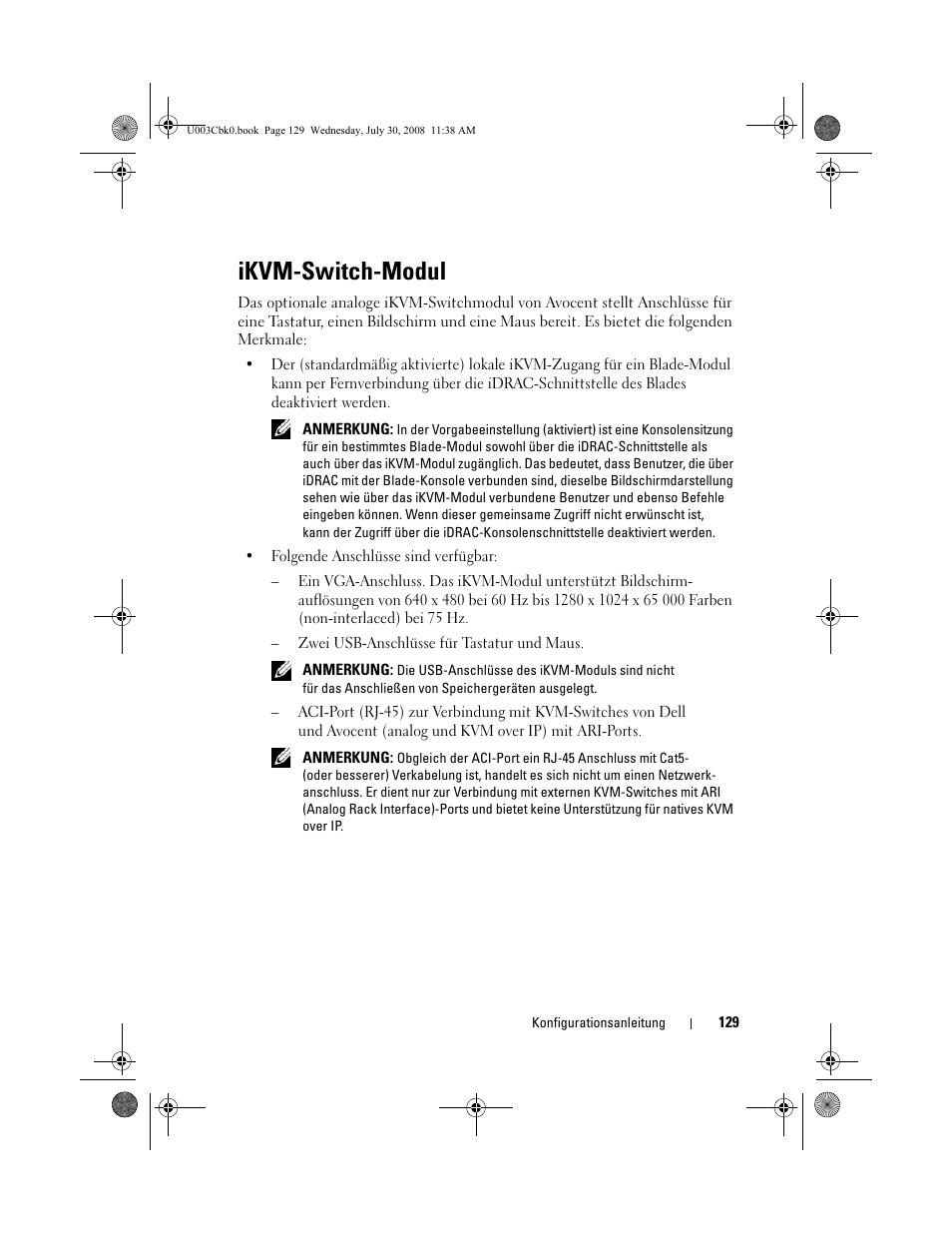 Ikvm-switch-modul | Dell POWEREDGE M905 User Manual | Page 131 / 232