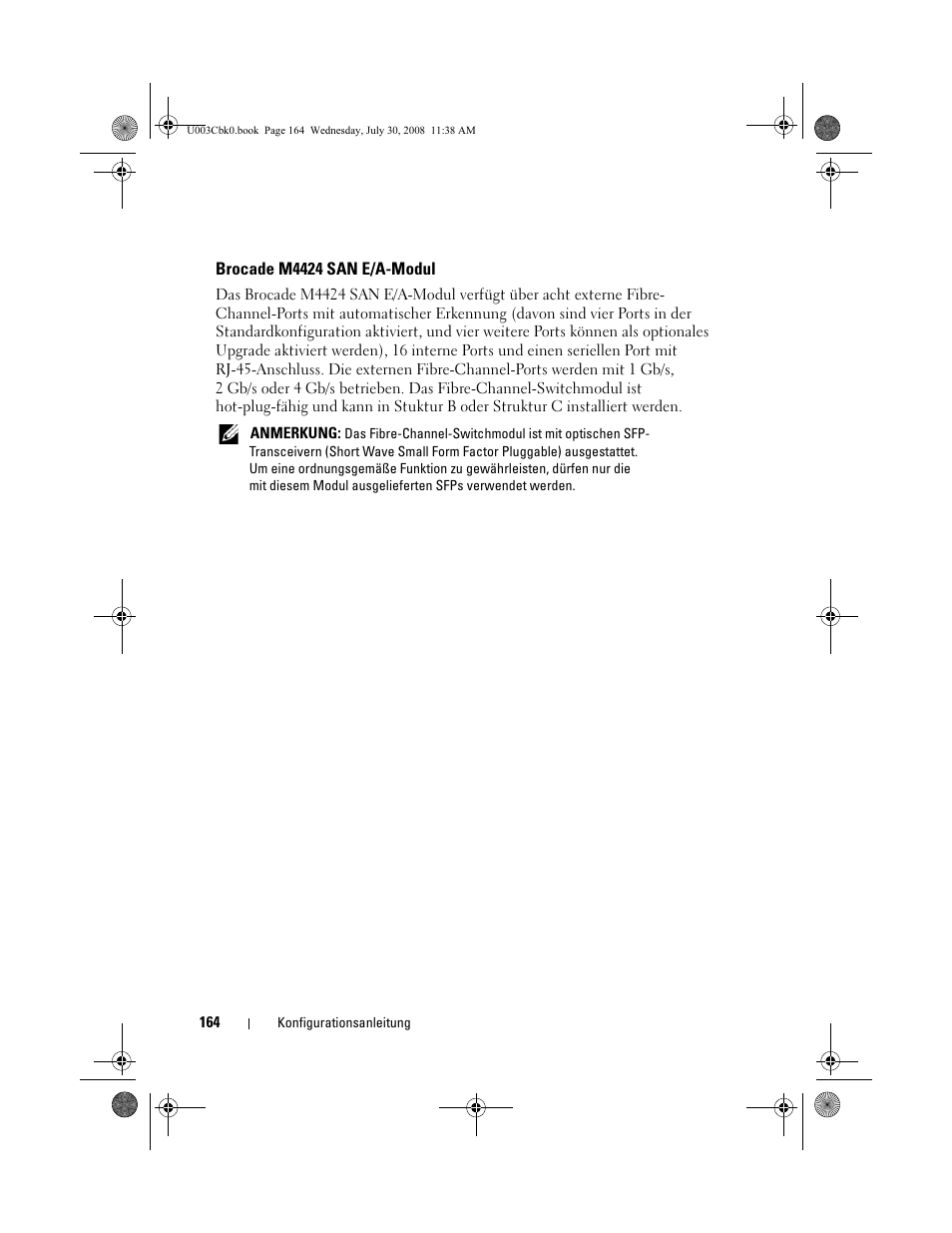Brocade m4424 san e/a-modul | Dell POWEREDGE M905 User Manual | Page 166 / 232