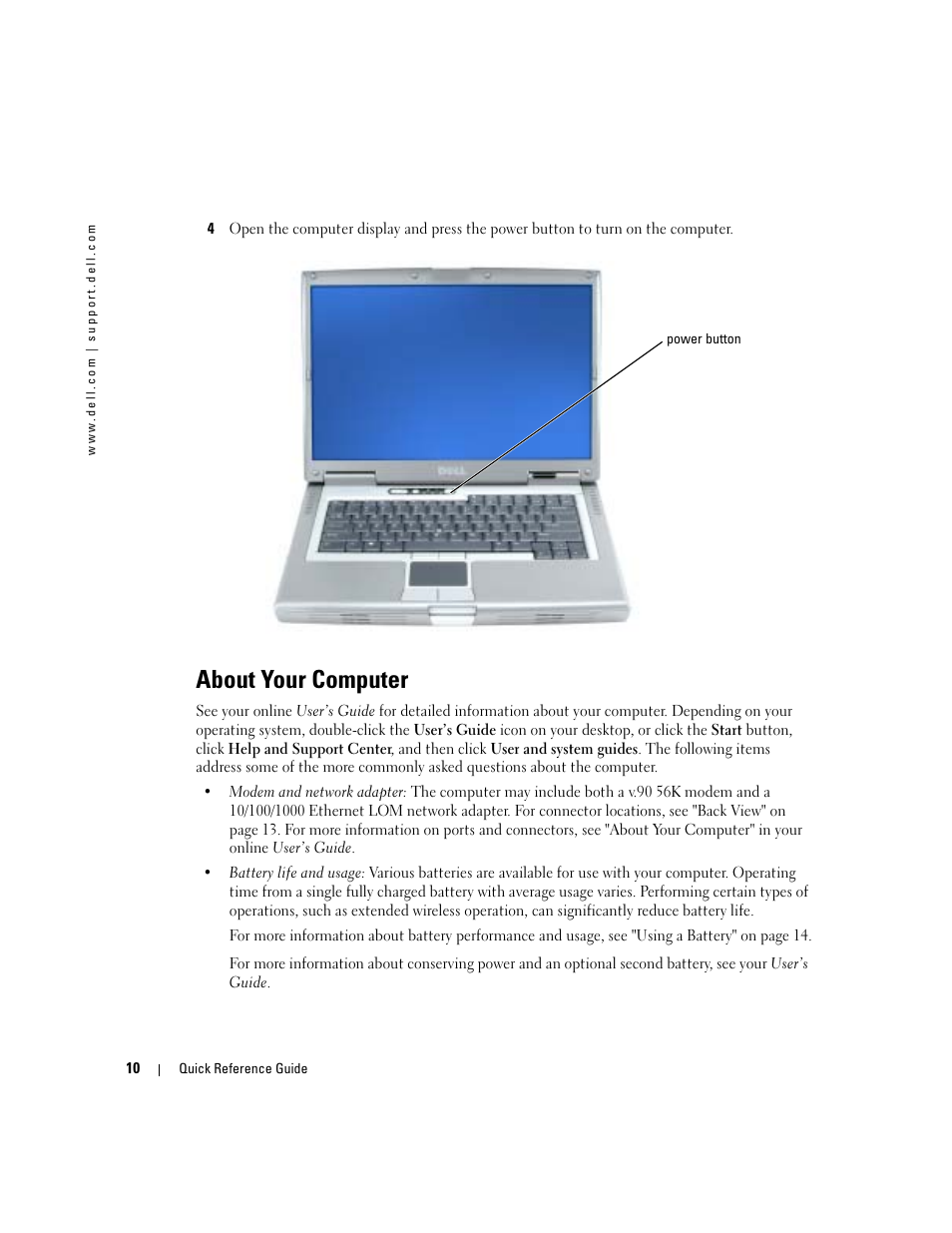 About your computer | Dell Latitude D810 User Manual | Page 10 / 104