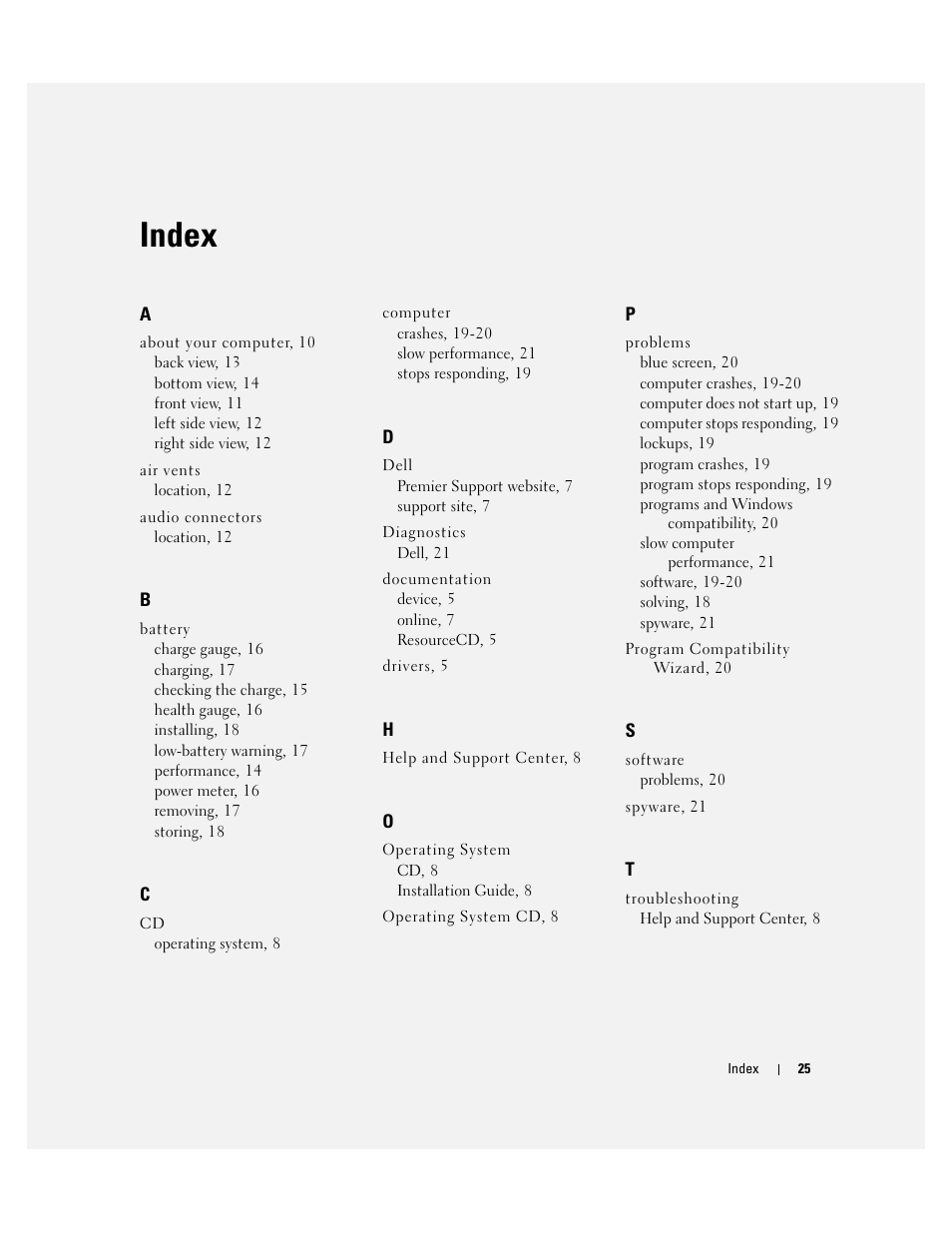 Index | Dell Latitude D810 User Manual | Page 25 / 104