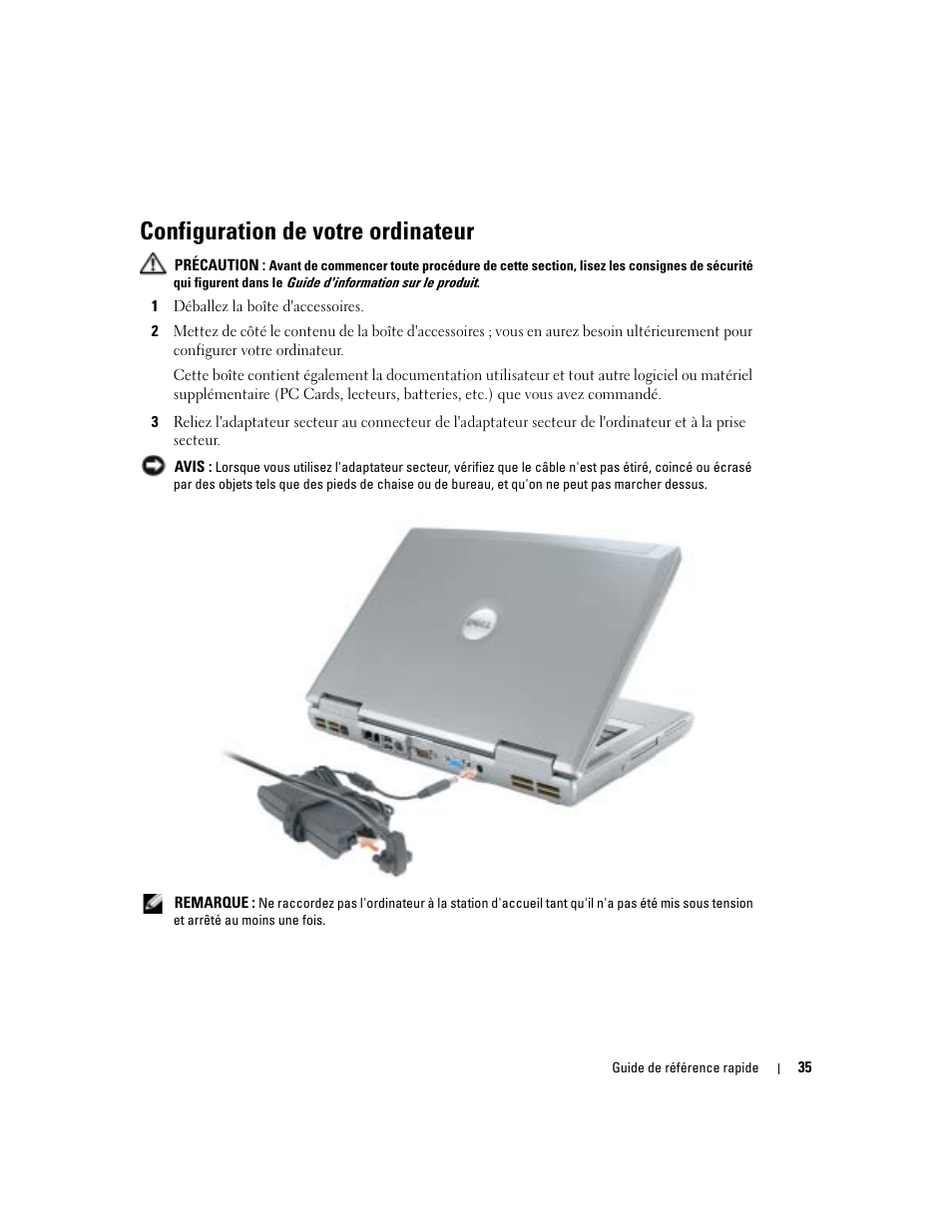 Configuration de votre ordinateur | Dell Latitude D810 User Manual | Page 35 / 104