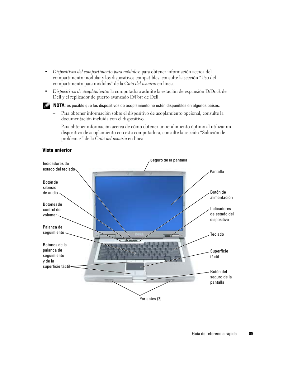 Vista anterior | Dell Latitude D810 User Manual | Page 89 / 104