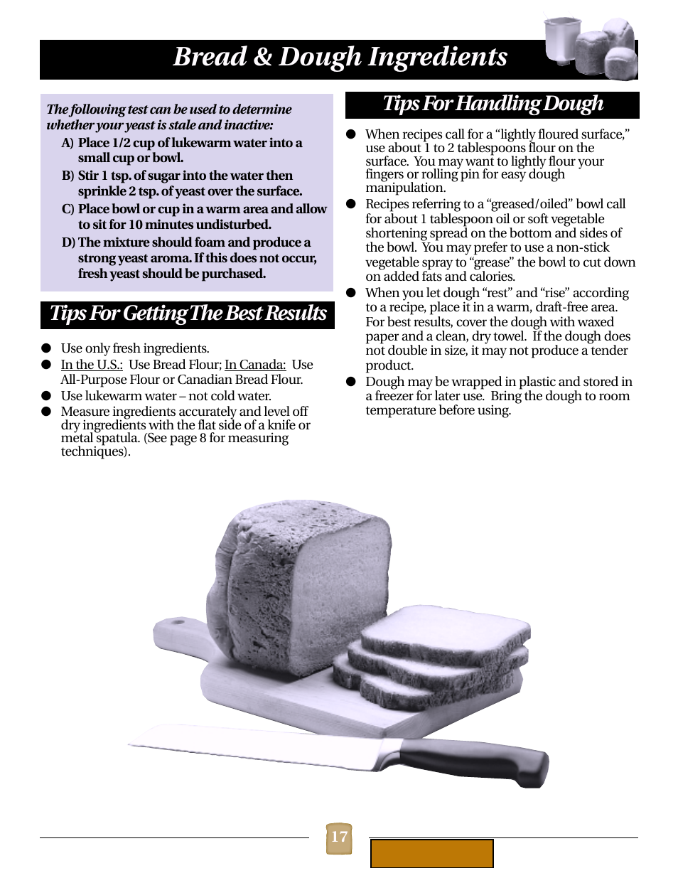 Bread & dough ingredients | Black & Decker B1620 User Manual | Page 17 / 34