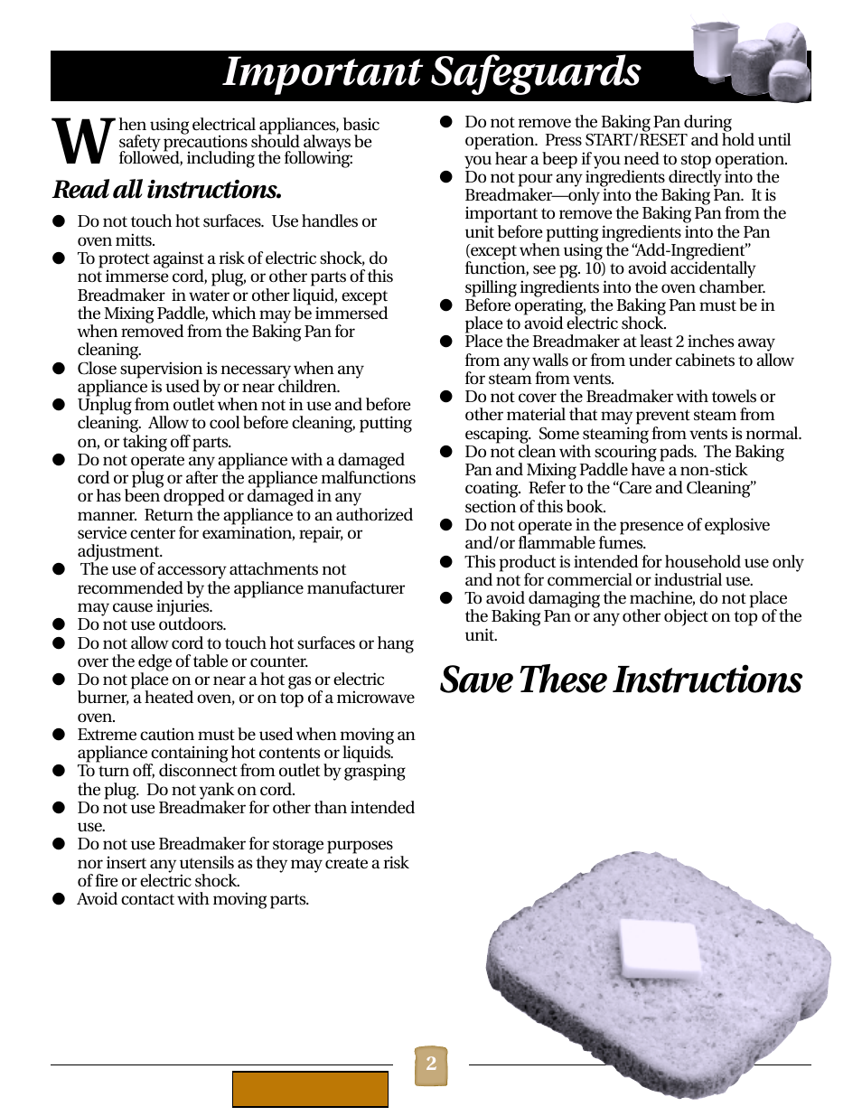 Safegaurds, Important safeguards, Save these instructions | Read all instructions | Black & Decker B1620 User Manual | Page 2 / 34