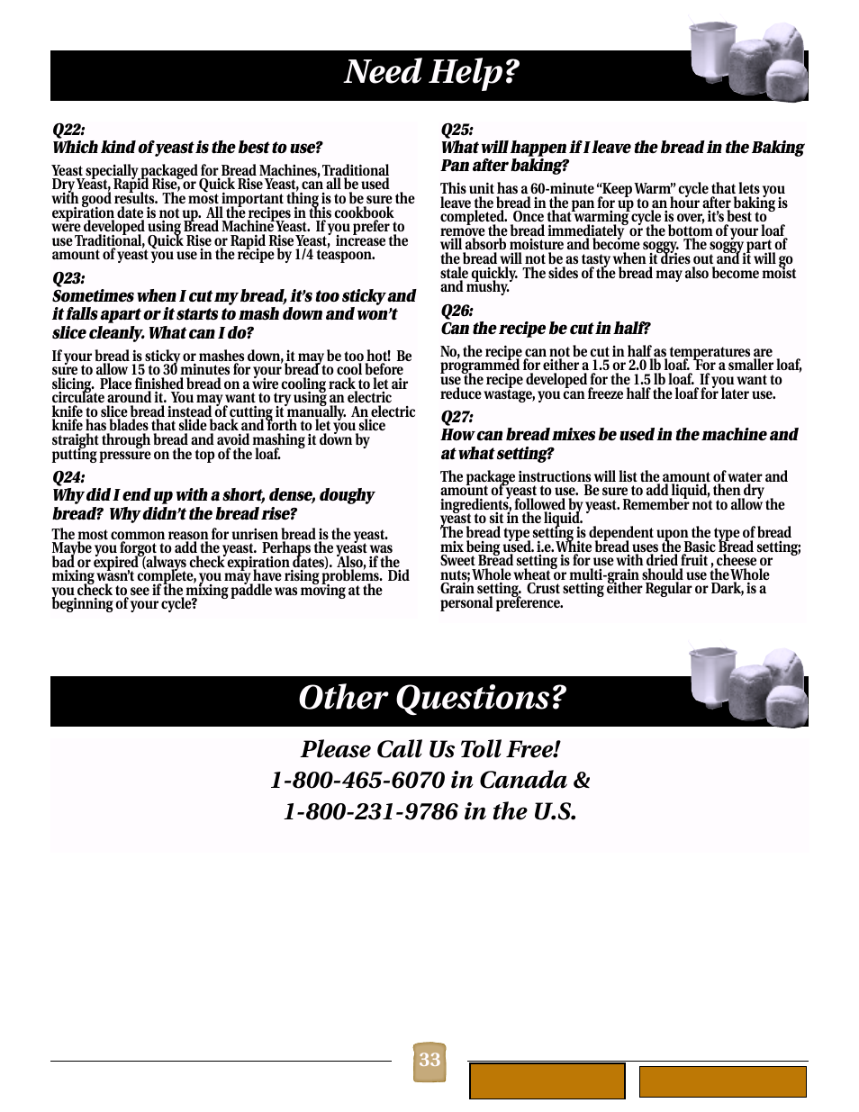 800 number, Need help, Other questions | Black & Decker B1620 User Manual | Page 33 / 34