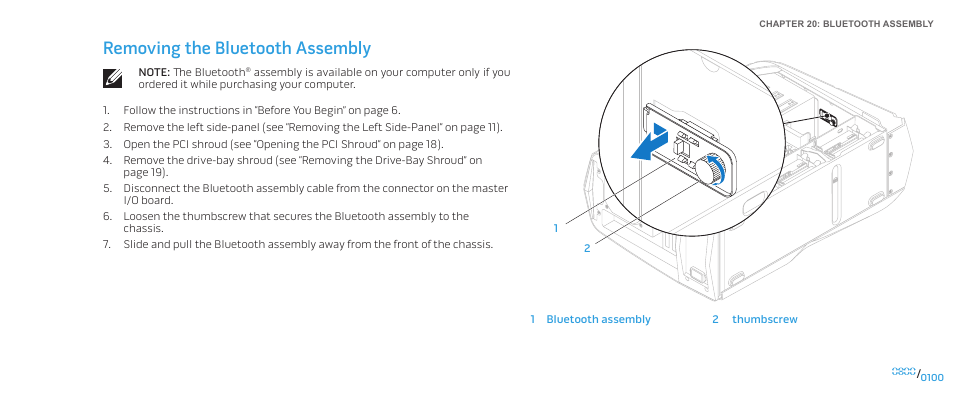 Removing the bluetooth assembly | Dell Alienware Aurora R2 (Early 2010) User Manual | Page 100 / 117