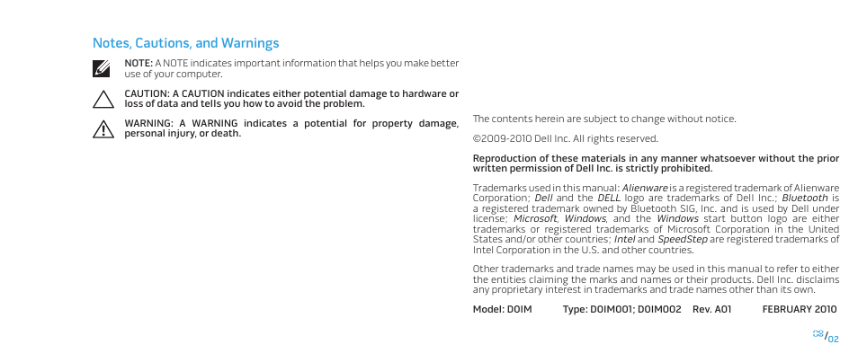 Dell Alienware Aurora R2 (Early 2010) User Manual | Page 2 / 117