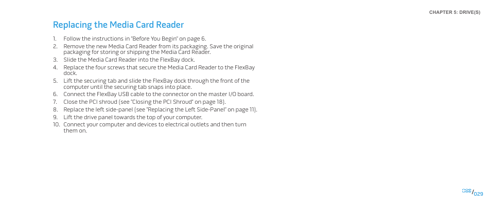 Replacing the media card reader | Dell Alienware Aurora R2 (Early 2010) User Manual | Page 29 / 117
