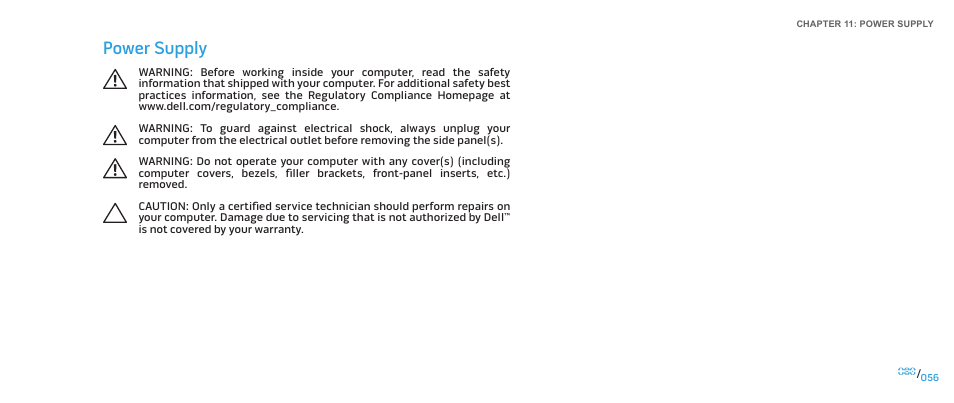 Power supply | Dell Alienware Aurora R2 (Early 2010) User Manual | Page 56 / 117