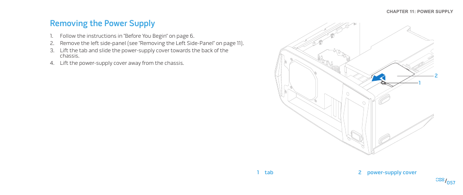 Removing the power supply | Dell Alienware Aurora R2 (Early 2010) User Manual | Page 57 / 117