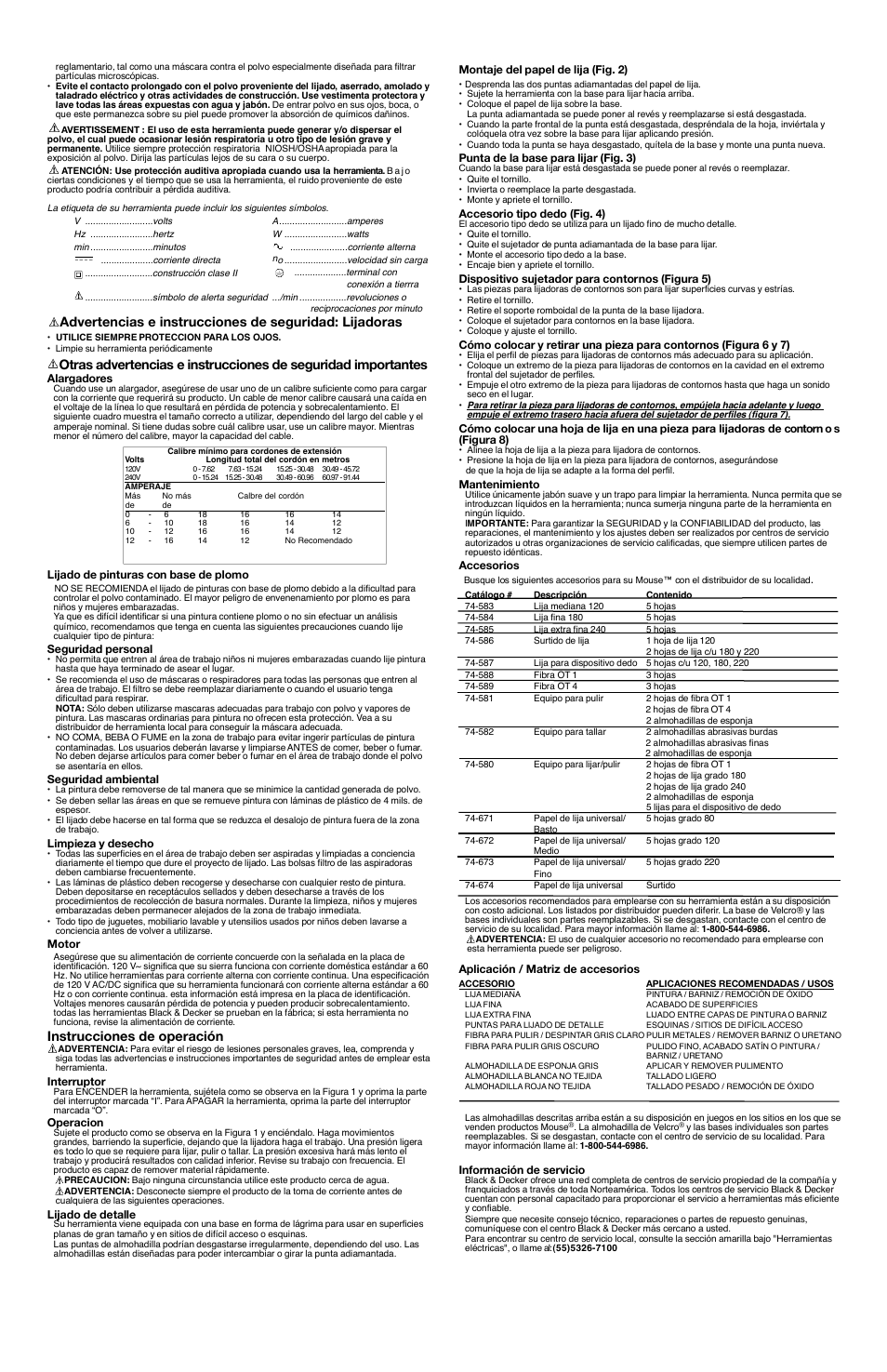 Instrucciones de operación | Black & Decker 582268-01 User Manual | Page 5 / 6