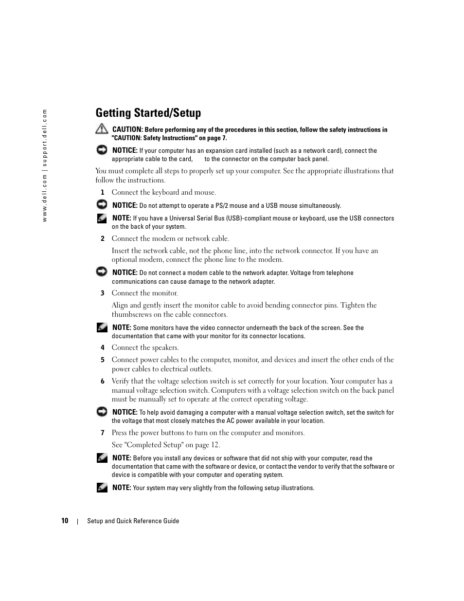 Getting started/setup | Dell OptiPlex 160L User Manual | Page 12 / 82