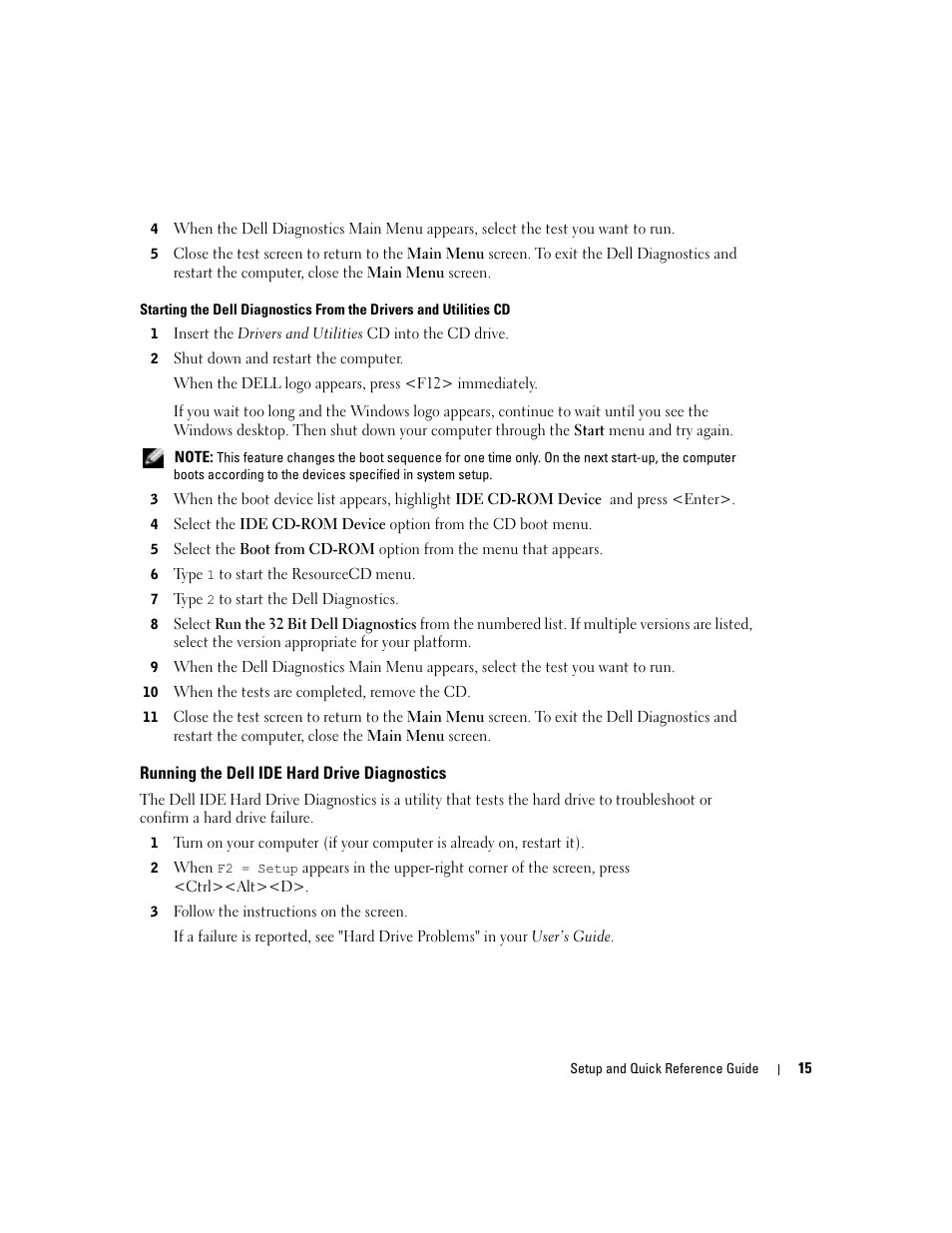 Running the dell ide hard drive diagnostics | Dell OptiPlex 160L User Manual | Page 17 / 82