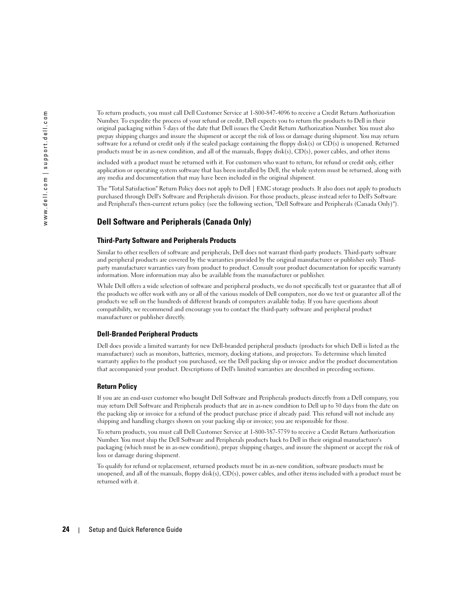 Dell software and peripherals (canada only) | Dell OptiPlex 160L User Manual | Page 26 / 82