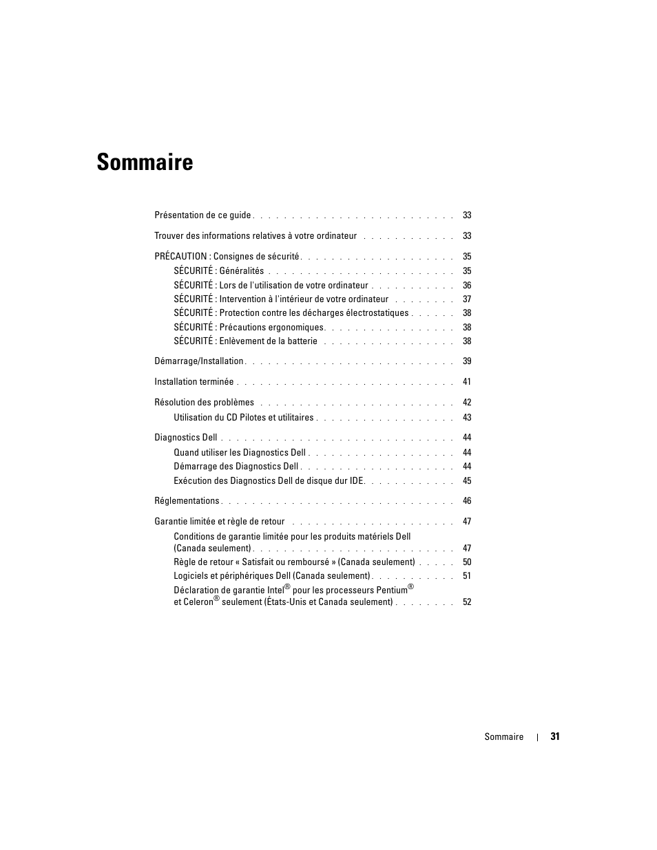 Sommaire | Dell OptiPlex 160L User Manual | Page 33 / 82