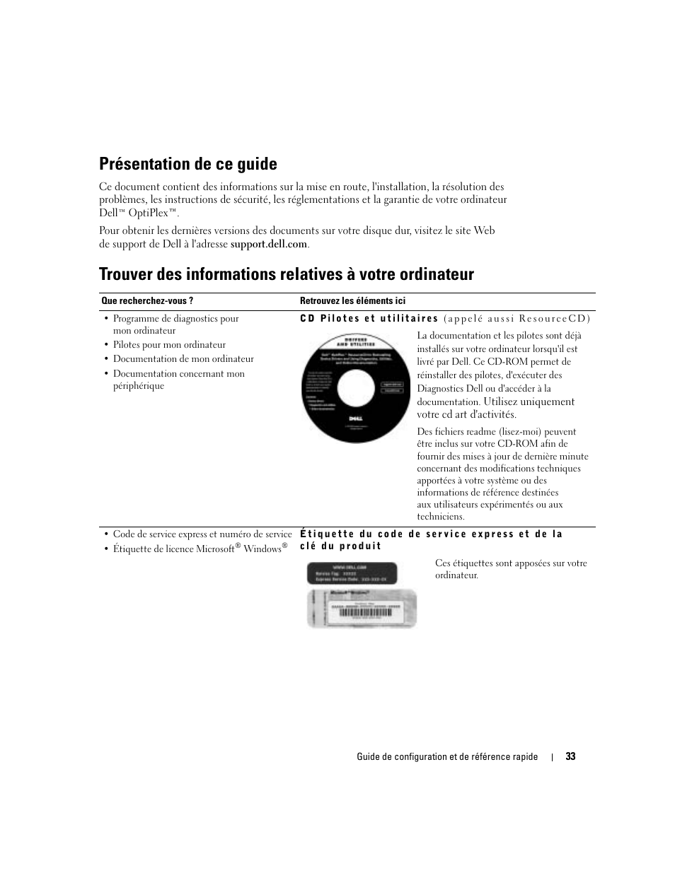 Présentation de ce guide | Dell OptiPlex 160L User Manual | Page 35 / 82