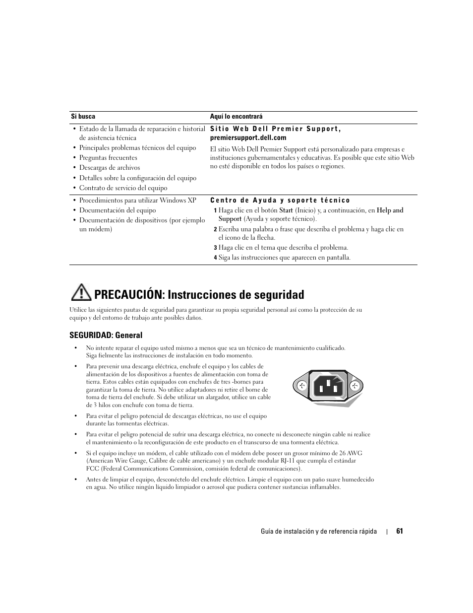 Precaución: instrucciones de seguridad, Seguridad: general | Dell OptiPlex 160L User Manual | Page 63 / 82